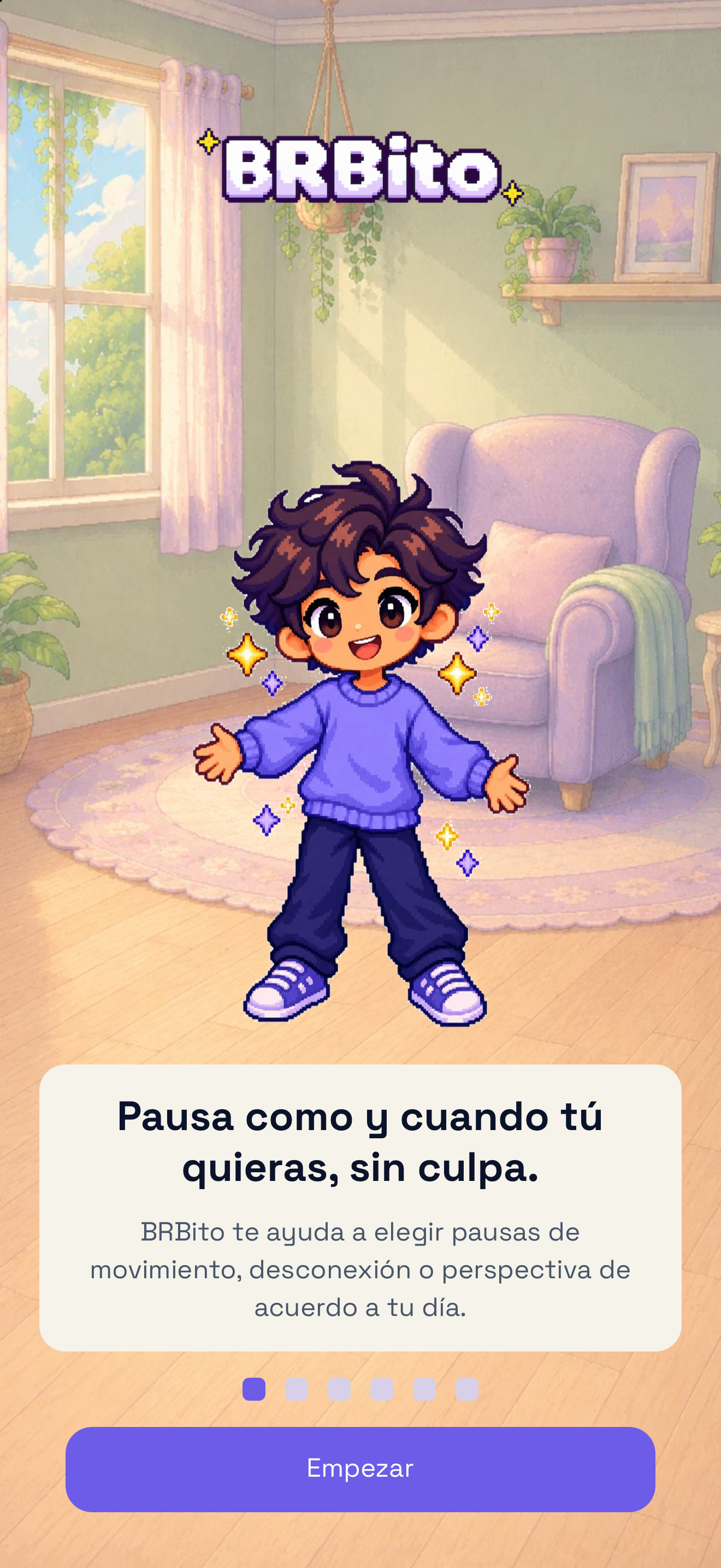 Pantalla de la app BRBito en español
